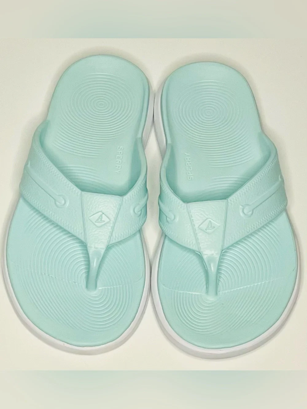 Sperry Mint Green Foam Thong Sandals with White Midsole